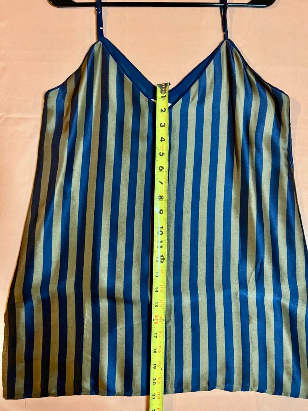 Gold Hawk Blue & Olive Striped Silk Cami - Picture 6 of 8